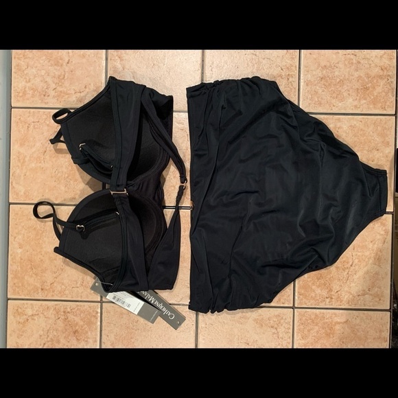 Catherine Malandrino Bikini with Twist Top and High Waist Bottoms in Black L NWT - Picture 3 of 7